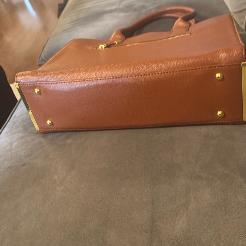 Joy & Iman Brown Leather Tote with Gold Hardware - Picture 12 of 15